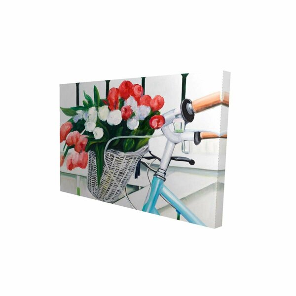 Begin Home Decor 12 x 18 in. Bicycle with Tulips Flowers In Basket-Print on Canvas 2080-1218-TR35